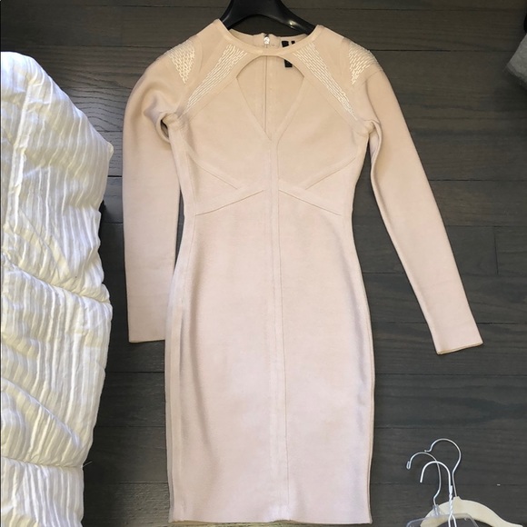 Marciano Dresses & Skirts - Long Sleeve Light Pink Bandage Dress